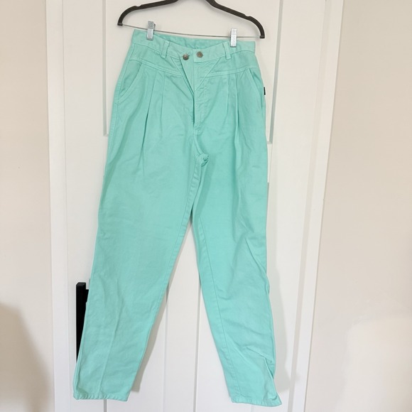 Mint Denim - Vintage Rocky Mountain High Waist Western Jeans Mint Green Pleated Tapered 32/13
